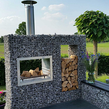 Steenkorf m50 - Classic Tuinhaard BBQ met houtopslag 180x180x50cm