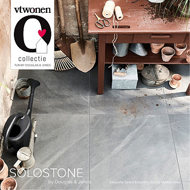Keramische tegel vtwonen Solostone Uni Waves zwart 70x70x3,2cm