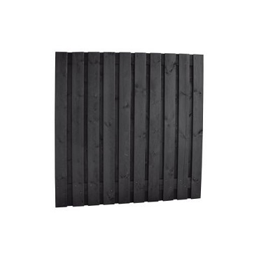 Naaldhout geschaafd plankenscherm 21-planks 15mm 180x180cm geïmpregneerd en zwart gespoten