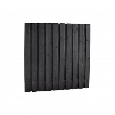 Naaldhout geschaafd plankenscherm 21-planks 15mm 180x180cm geïmpregneerd en zwart gedompeld