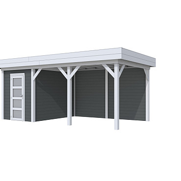 Vuren Topvision Premium Kiekendief 200x300cm en luifel 400cm wanden antraciet en basis lichtgrijs