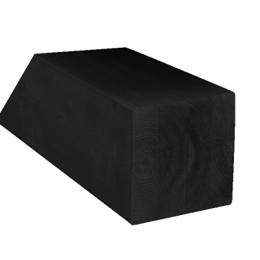 Vuren Paal geschaafd Verlijmd 12x12x300cm Zwart gedompeld - UITLOPEND