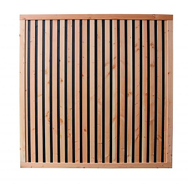 Douglas geschaafd rhombus plankenscherm met zwarte binnenkant, 180x180cm zwart/onbehandeld