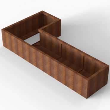 Bloembak Module+ L-vorm 60x120x240x42cm | Corten