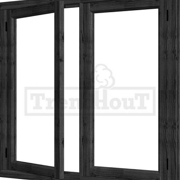 Steel Look vleugelraam 01 dubbel DOUGLAS zwart, 2x raam:674x1296mm+kozijn:1515x1430mm