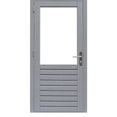 Hardhouten Enkele 1-ruits glasdeur Prestige met dubbelglas linksdraaiend 109x221cm grijs gegrond