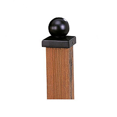 Paalornament bol op plaat 7x7cm metaal zwart