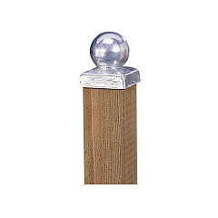 Paalornament bol op plaat 7x7cm metaal verzinkt