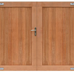 Hardhouten dubbele toegangspoort verticaal 300x180cm incl beslag