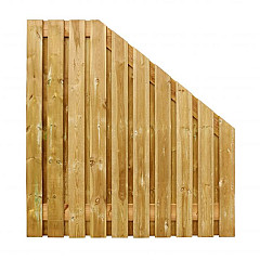 Grenen geschaafd plankenscherm 21-planks 15 mm 180x180-90cm verticaal, recht aflopend, groen geïmpre