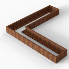 Bloembak Module+ L-vorm 60x270x270x28cm | Corten