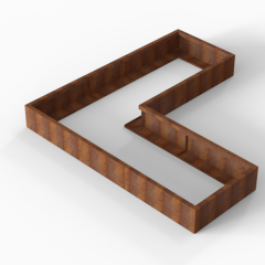 Bloembak Module+ L-vorm 90x240x240x28cm | Corten