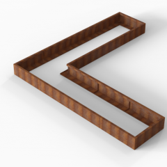 Bloembak Module+ L-vorm 90x360x360x28cm | Corten