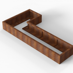 Bloembak Module+ L-vorm 60x120x240x28cm | Corten