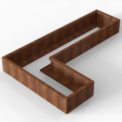Bloembak Module+ L-vorm 60x240x150x28cm | Corten