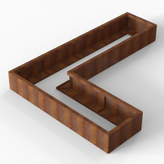 Bloembak Module+ L-vorm 60x240x180x28cm | Corten