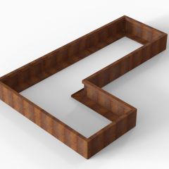 Bloembak Module+ L-vorm 90x270x180x28cm | Corten