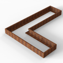 Bloembak Module+ L-vorm 90x360x270x28cm | Corten