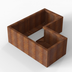 Bloembak Module+ L-vorm 60x120x120x42cm | Corten
