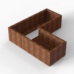 Bloembak Module+ L-vorm 60x150x150x42cm | Corten