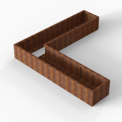 Bloembak Module+ L-vorm 60x270x270x42cm | Corten