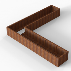 Bloembak Module+ L-vorm 60x300x300x42cm | Corten