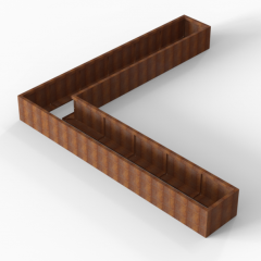 Bloembak Module+ L-vorm 60x360x360x42cm | Corten