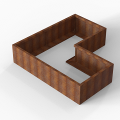 Bloembak Module+ L-vorm 90x180x180x42cm | Corten