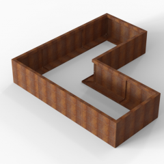 Bloembak Module+ L-vorm 90x210x210x42cm | Corten