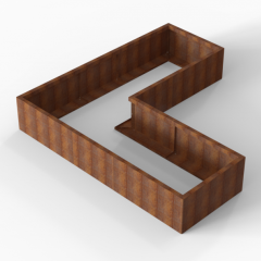 Bloembak Module+ L-vorm 90x240x240x42cm | Corten