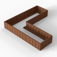 Bloembak Module+ L-vorm 90x270x270x42cm | Corten