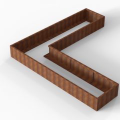 Bloembak Module+ L-vorm 90x360x360x42cm | Corten