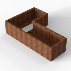 Bloembak Module+ L-vorm 60x120x180x42cm | Corten