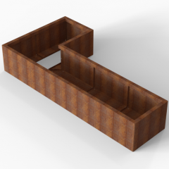 Bloembak Module+ L-vorm 60x120x240x42cm | Corten