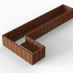 Bloembak Module+ L-vorm 60x330x150x42cm | Corten