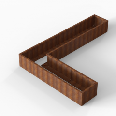 Bloembak Module+ L-vorm 60x330x240x42cm | Corten