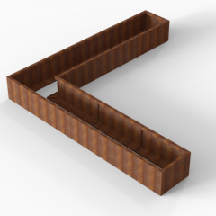Bloembak Module+ L-vorm 60x330x330x42cm | Corten