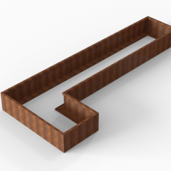 Bloembak Module+ L-vorm 90x450x180x42cm | Corten