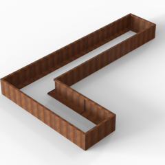 Bloembak Module+ L-vorm 90x450x270x42cm | Corten