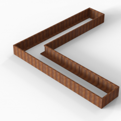 Bloembak Module+ L-vorm 90x450x450x42cm | Corten