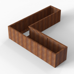 Bloembak Module+ L-vorm 60x240x240x56cm | Corten