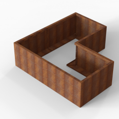 Bloembak Module+ L-vorm 90x180x180x56cm | Corten