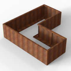 Bloembak Module+ L-vorm 90x210x210x56cm | Corten