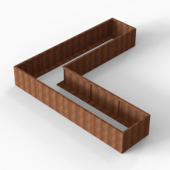 Bloembak Module+ L-vorm 90x360x360x56cm | Corten