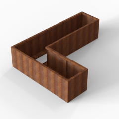 Bloembak Module+ L-vorm 60x240x180x56cm | Corten