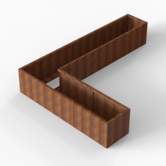 Bloembak Module+ L-vorm 60x330x240x56cm | Corten