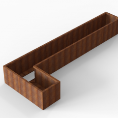 Bloembak Module+ L-vorm 60x420x150x56cm | Corten