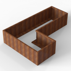 Bloembak Module+ L-vorm 90x270x180x56cm | Corten