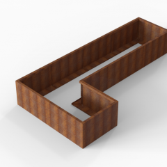 Bloembak Module+ L-vorm 90x360x180x56cm | Corten