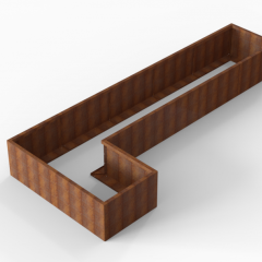 Bloembak Module+ L-vorm 90x450x180x56cm | Corten